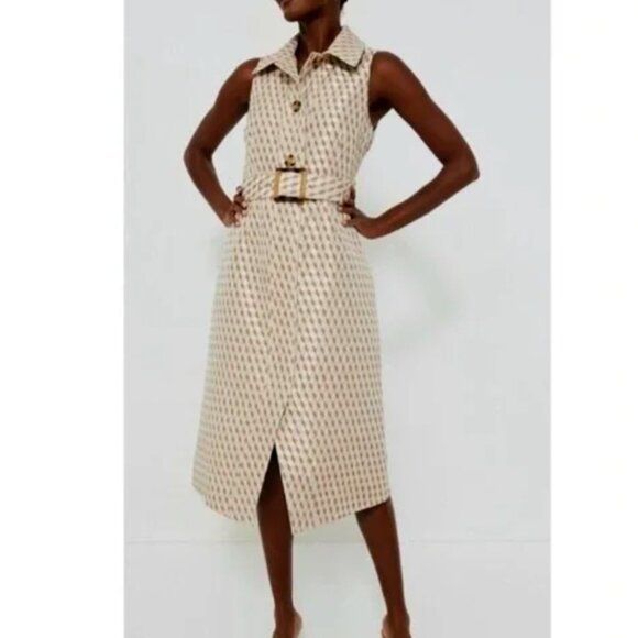 Tuckernuck Dresses & Skirts - Tuckernuck Ocean Spray Sleeveless Cheyenne Dress – M –Tan & Blue Geometric Print